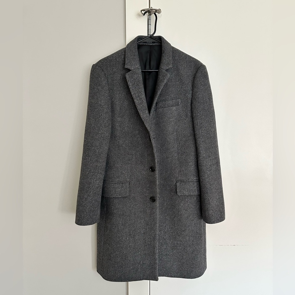 Club Monaco Men's Textured Wool Blend Coat Charcoal